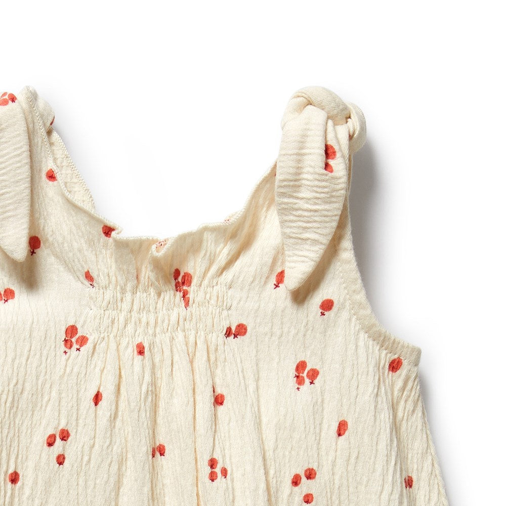 Jolly Holly Organic Crinkle Tie Playsuit