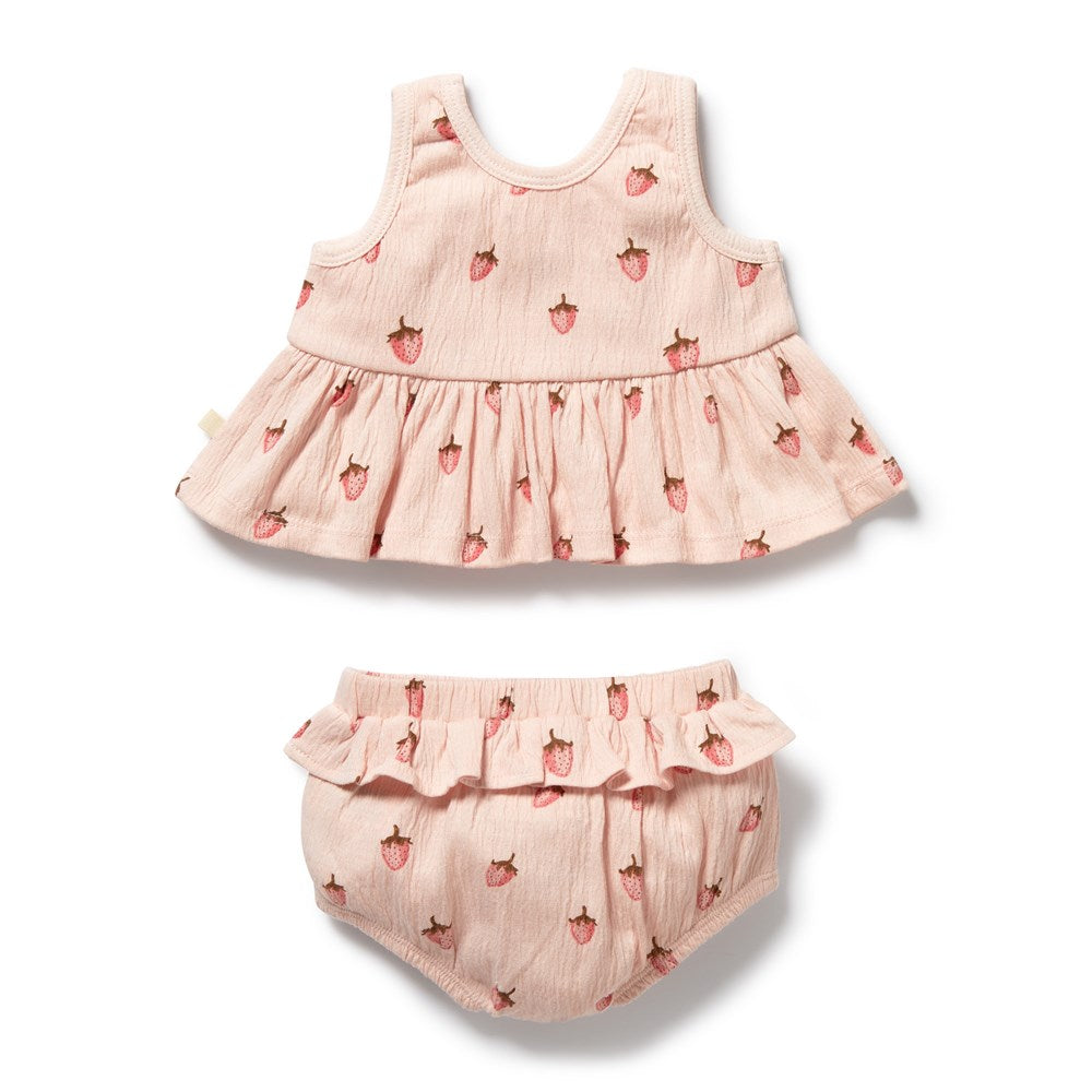 Strawberry Kisses Organic Ruffle Set