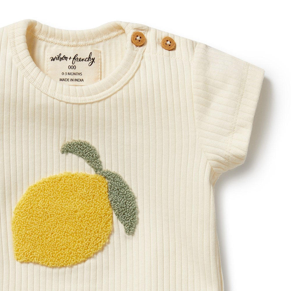 Lemon Leaf Embroidered Organic Tee