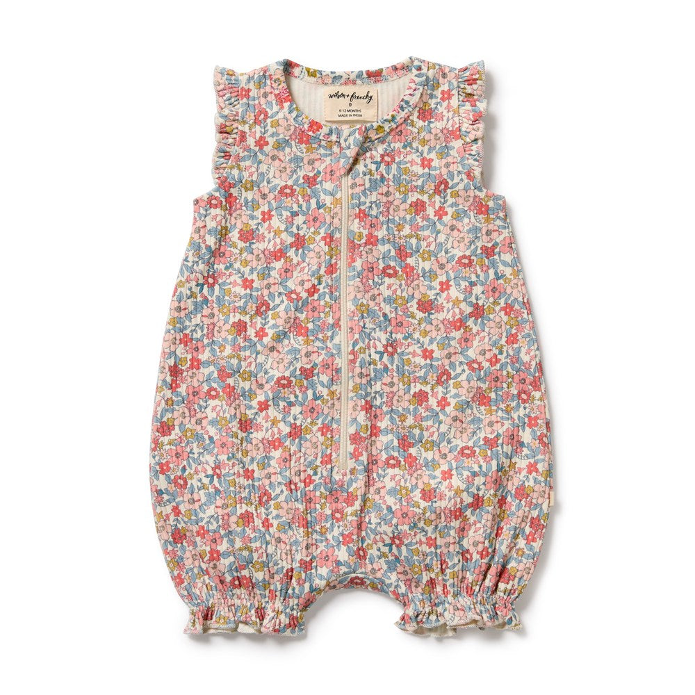 Summer Bloom Organic Ruffle Zipsuit