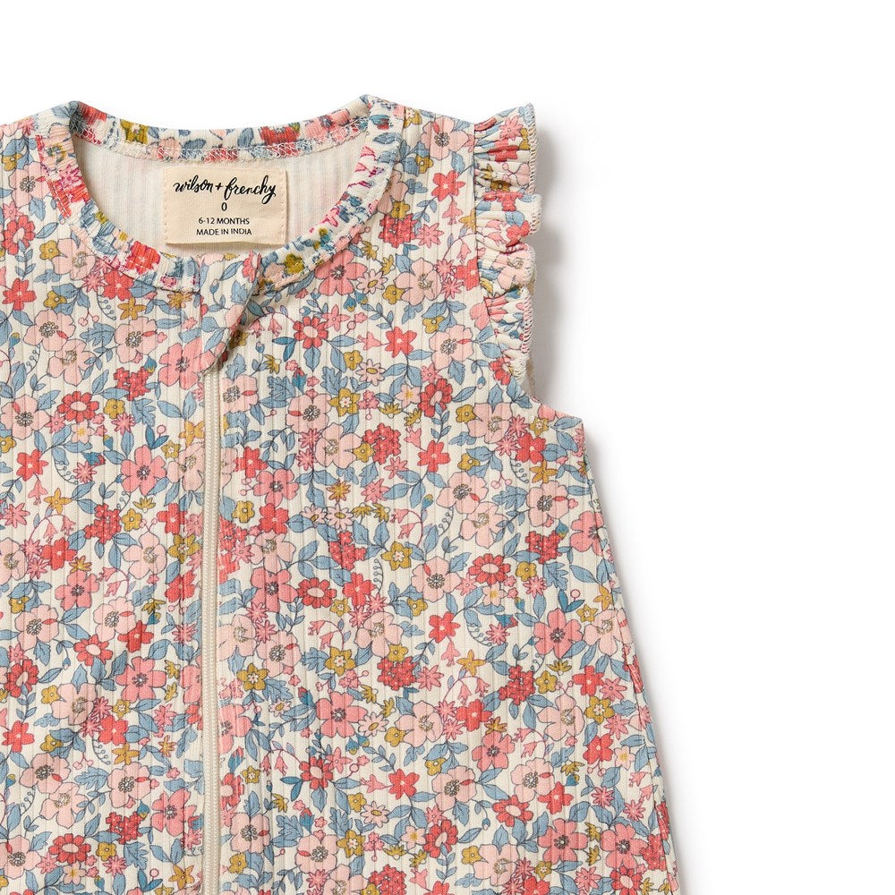 Summer Bloom Organic Ruffle Zipsuit