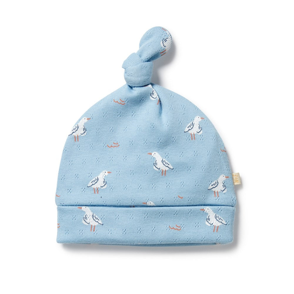 Sunny Seagulls Organic Pointelle Knot Hat