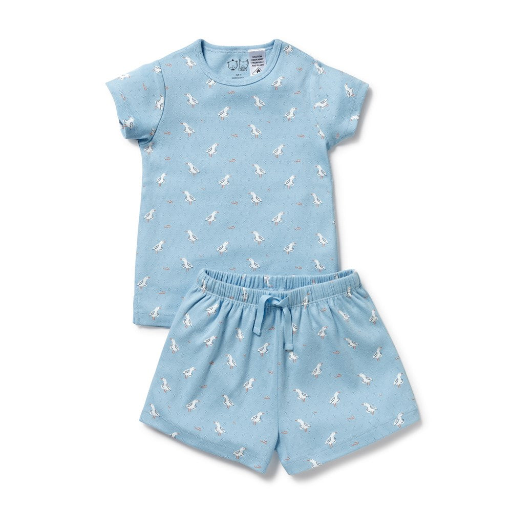 Sunny Seagulls Organic Pointelle Short Sleeved Pyjamas