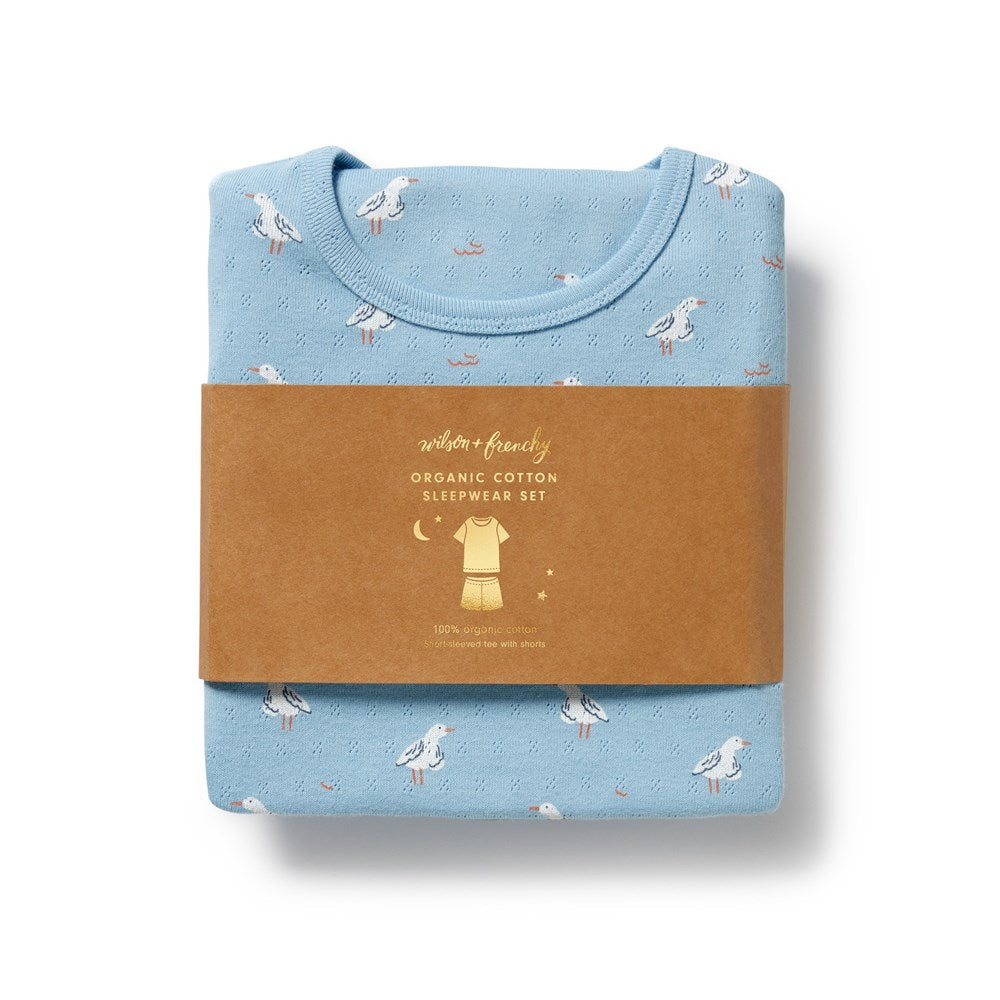 Sunny Seagulls Organic Pointelle Short Sleeved Pyjamas