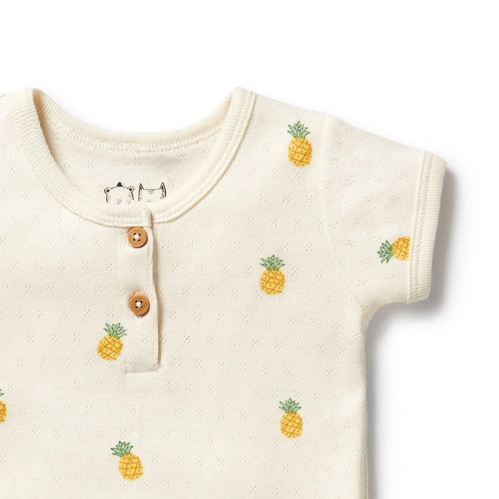 Piney Pals Organic Pointelle Henley Bodysuit