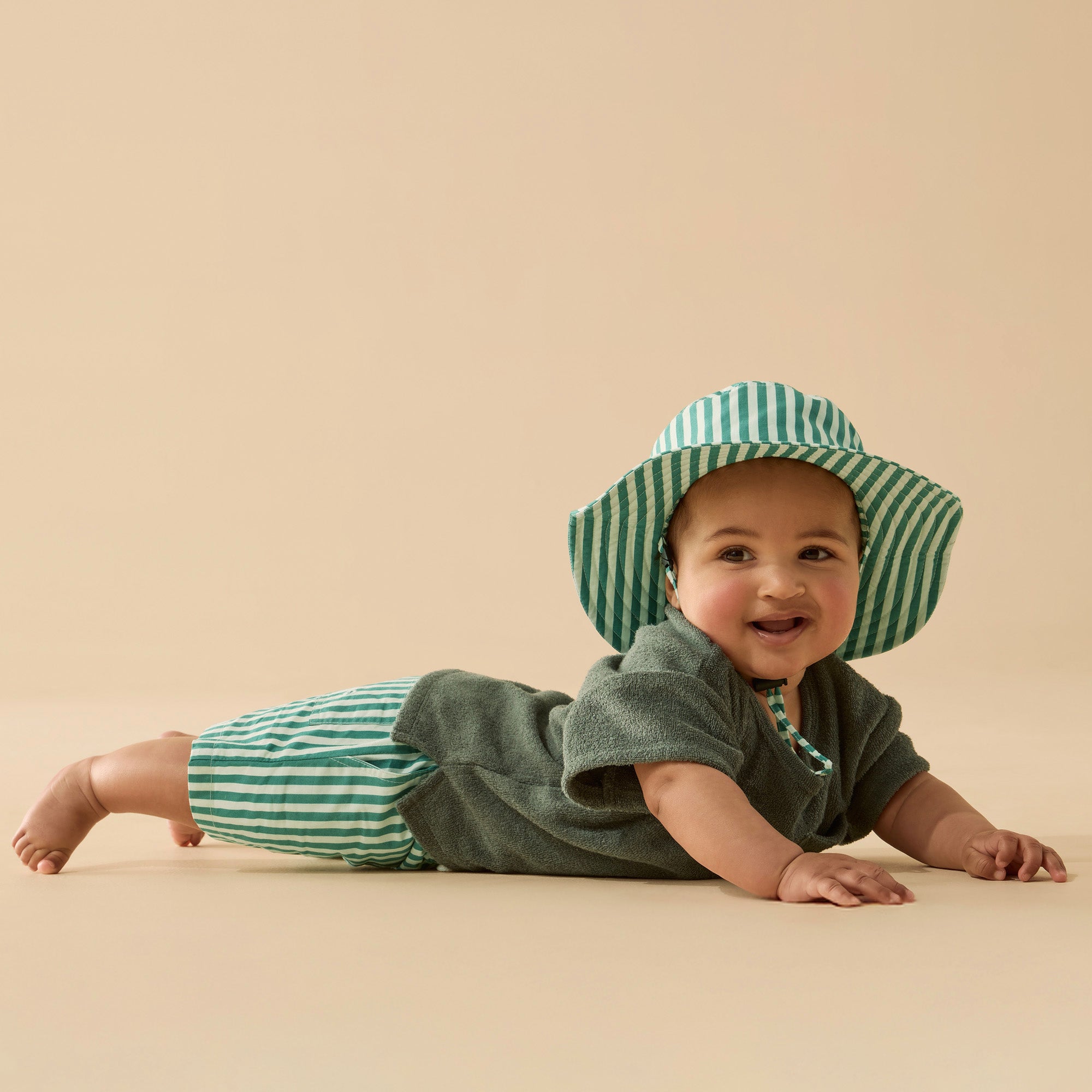 Green Bean Stripe Swim Board Short