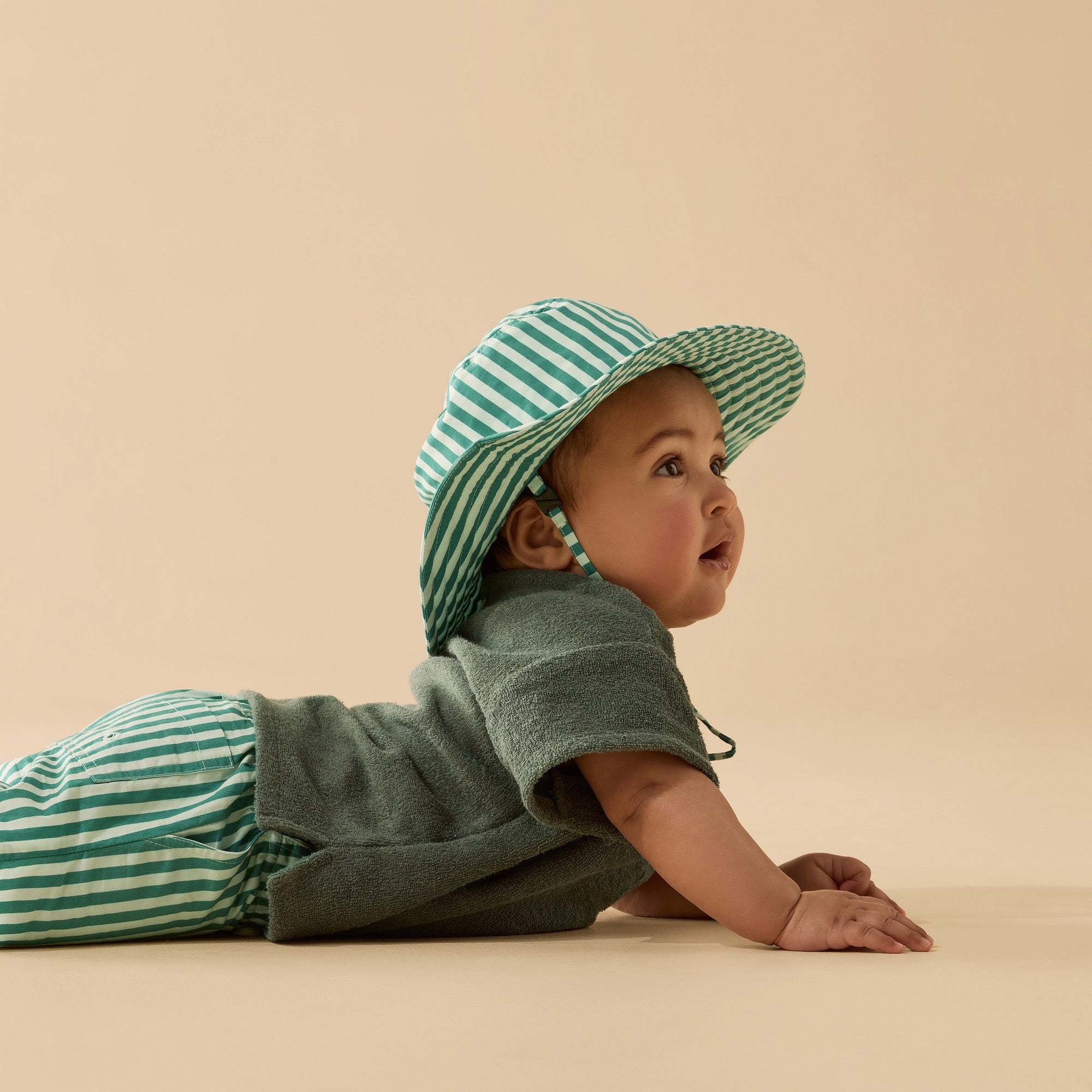 Green Bean Stripe Swim Board Short
