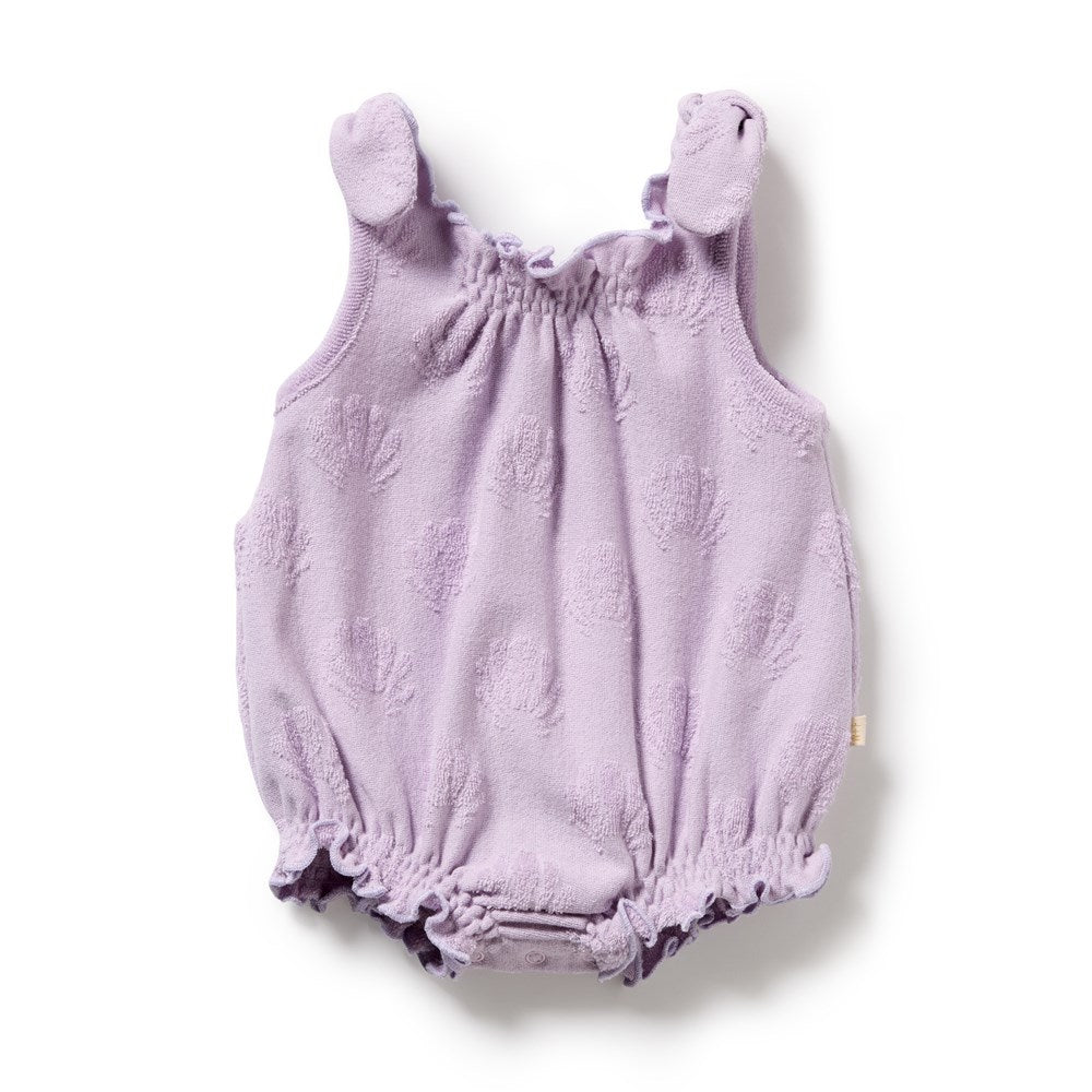 Lavender Shells Organic Terry Tie Playsuit