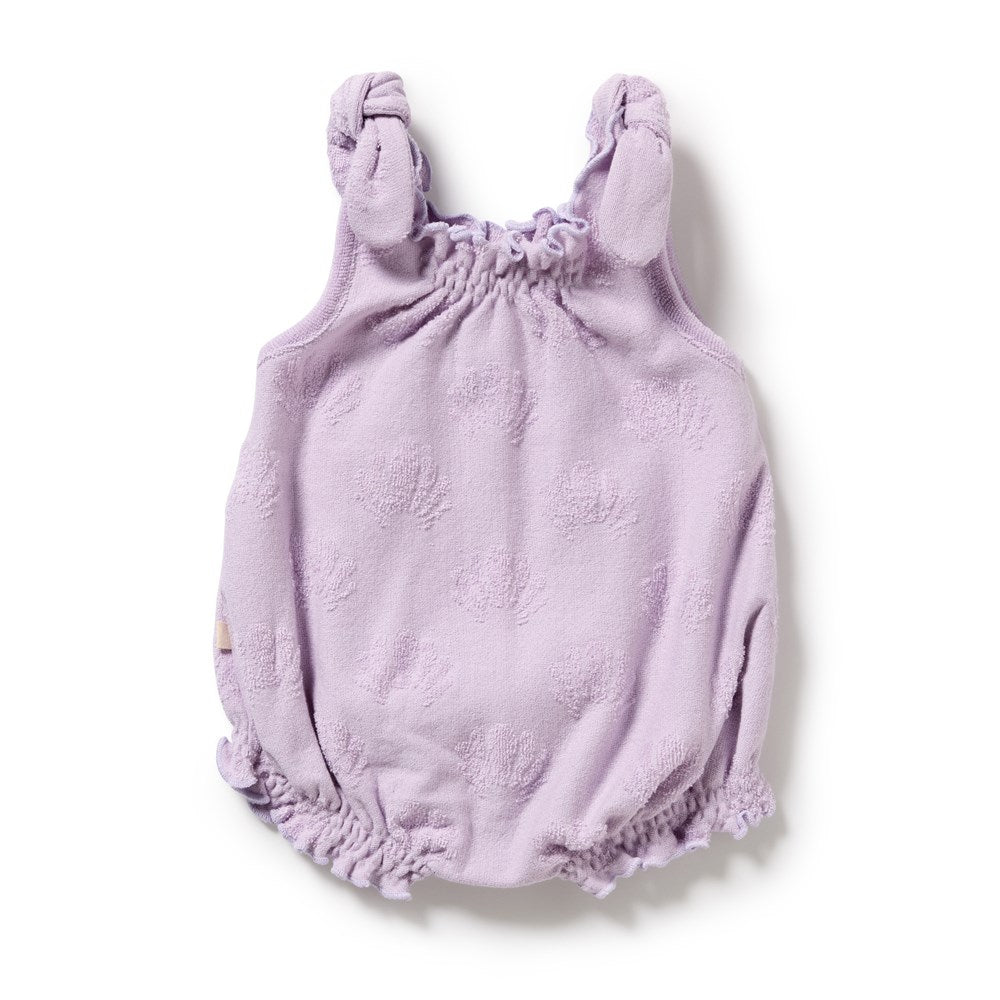 Lavender Shells Organic Terry Tie Playsuit