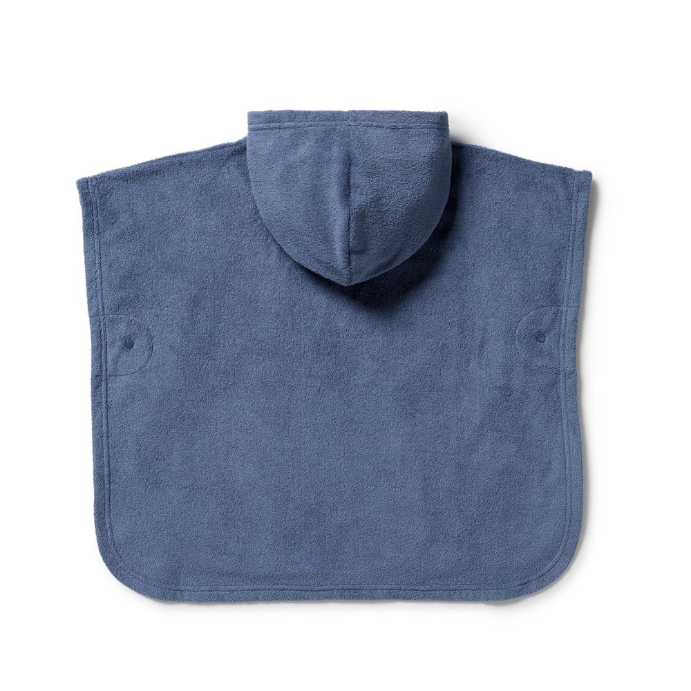 Deep Blue Organic Terry Hooded Poncho