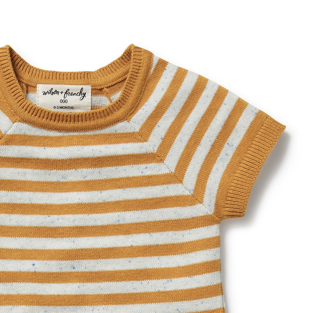 Golden Wave Stripe Organic Knitted Set