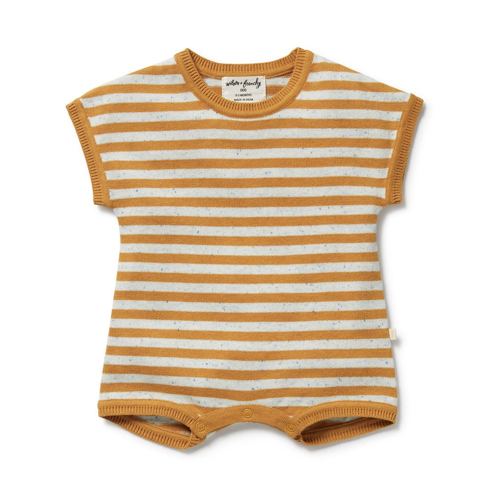 Golden Wave Stripe Organic Knitted Growsuit
