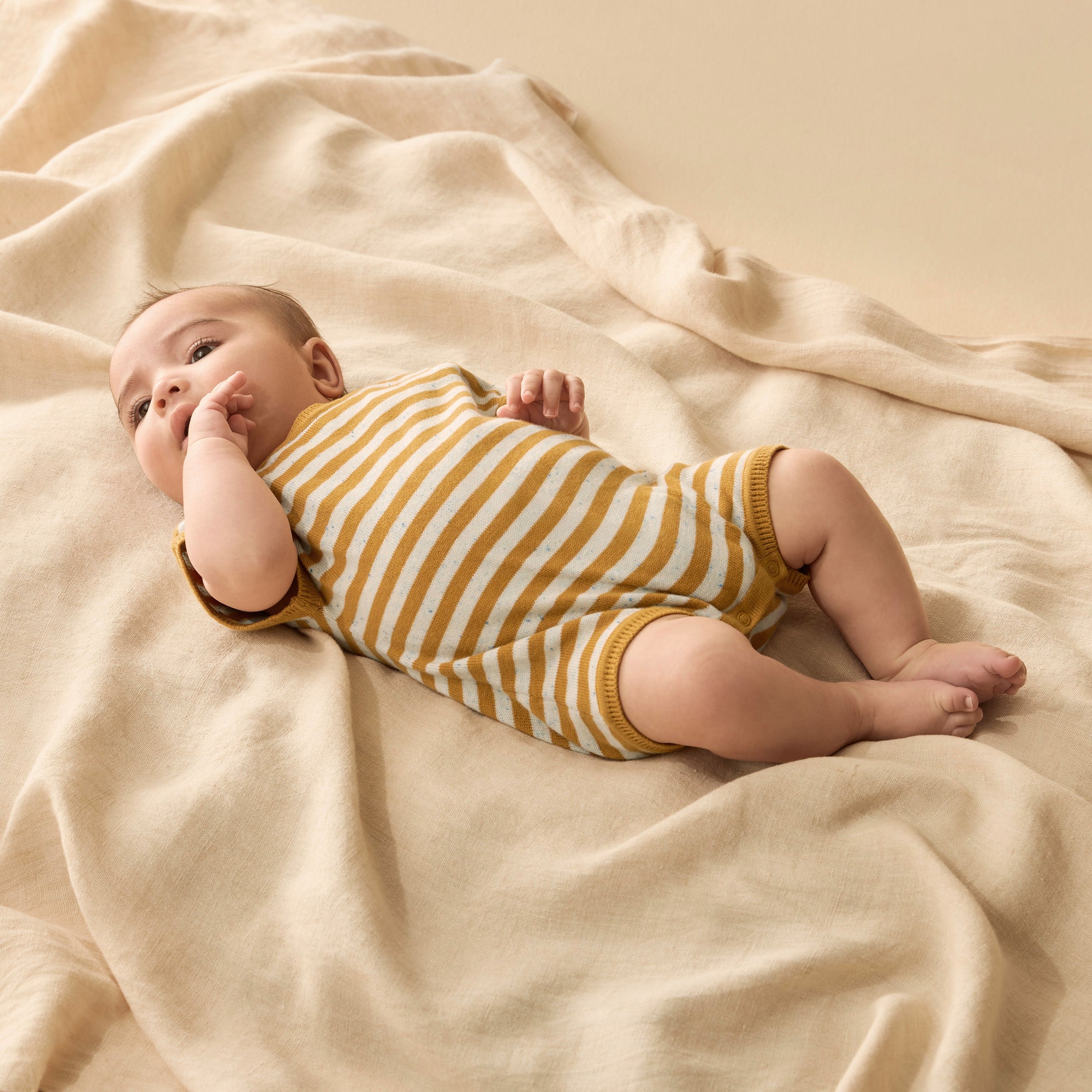 Golden Wave Stripe Organic Knitted Growsuit