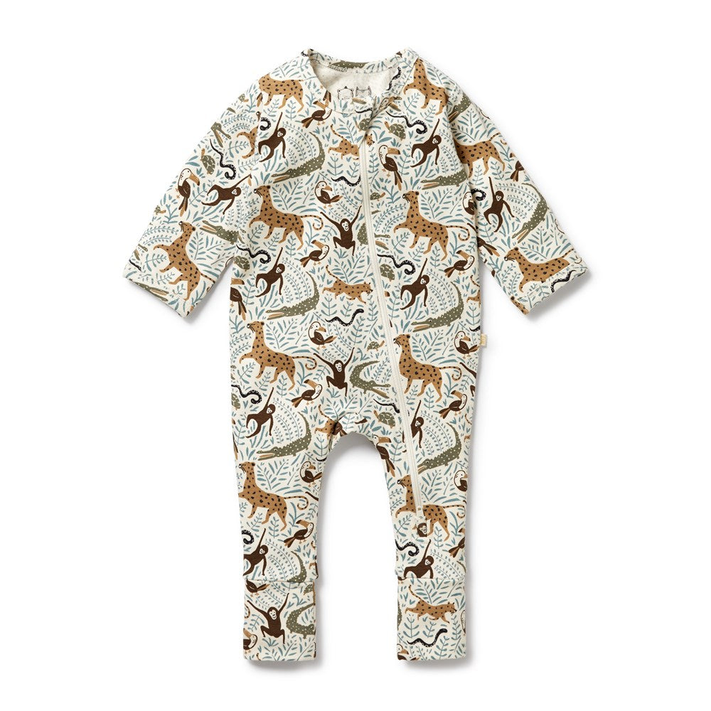 Mini Jungle Organic Zipsuit with Feet