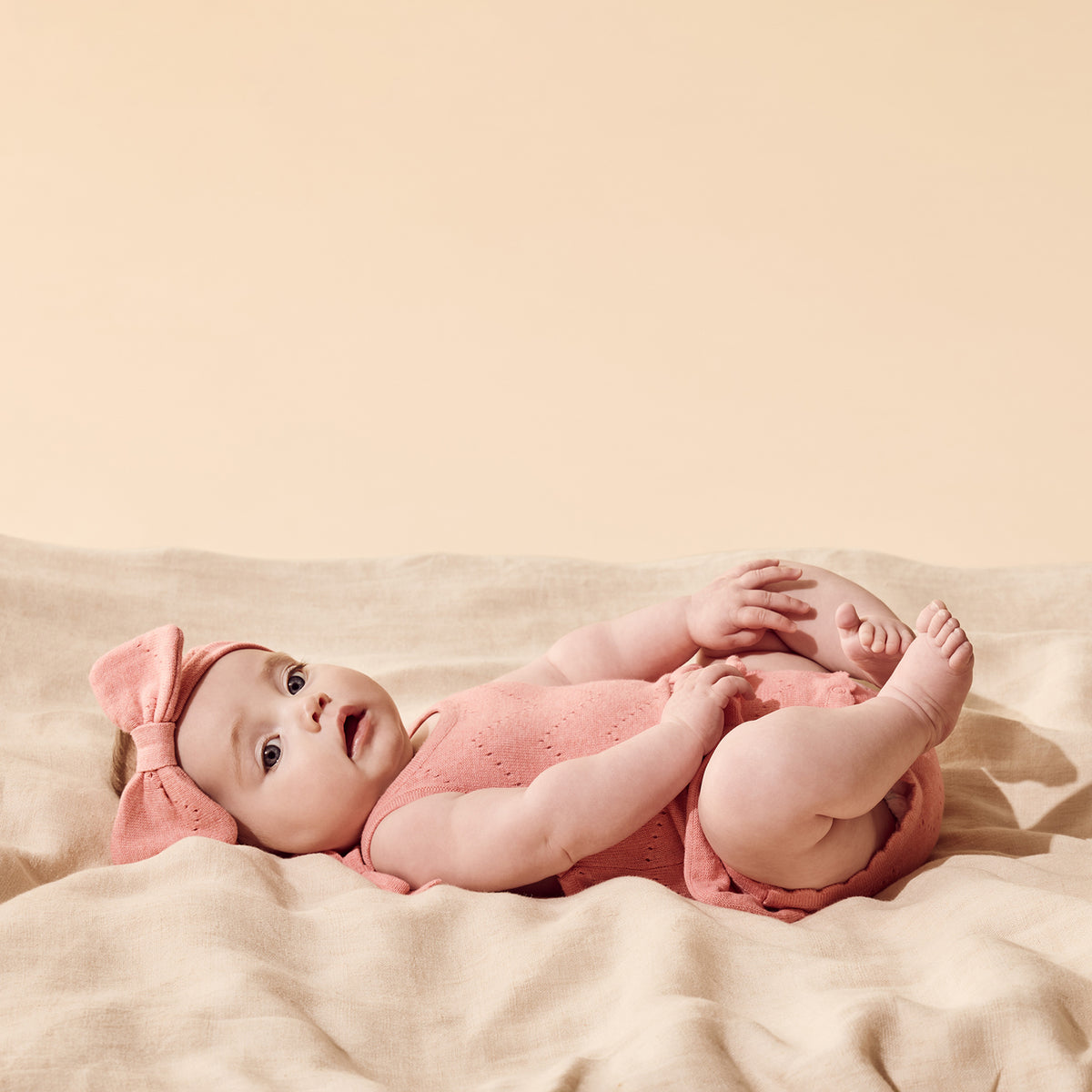 Petal Pink Organic Knitted Pointelle Headband