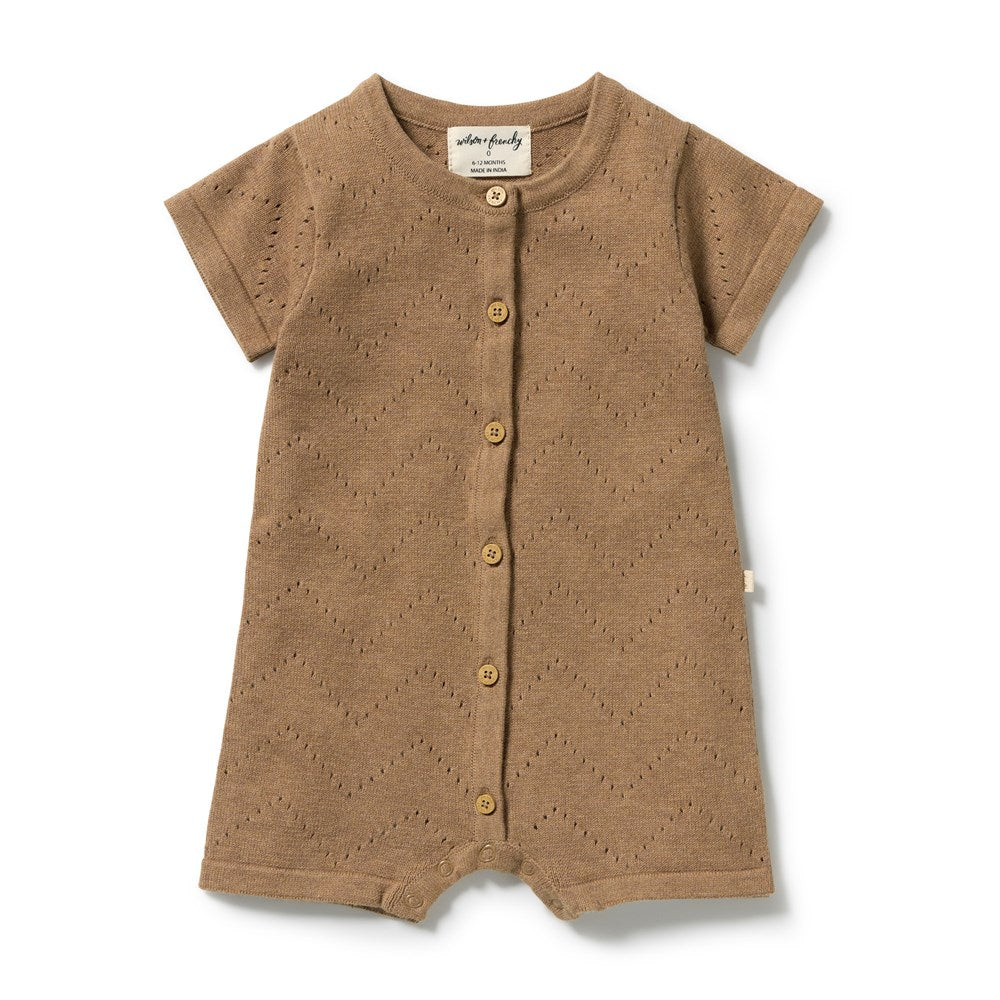 Ginger Snap Organic Knitted Pointelle Growsuit