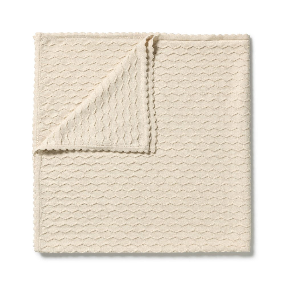 Milk Cloud Organic Knitted Chevron Blanket