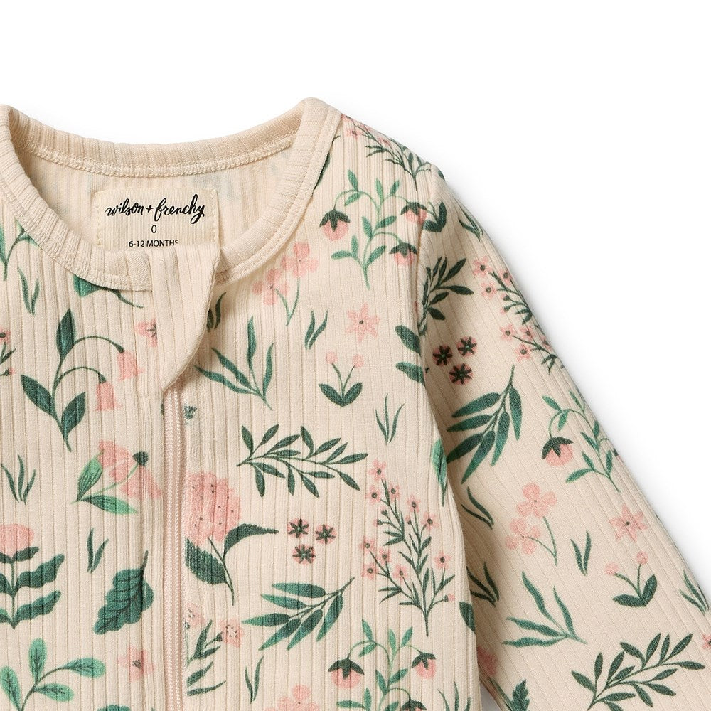 Sweet Bloom Organic Zipsuit with Feet