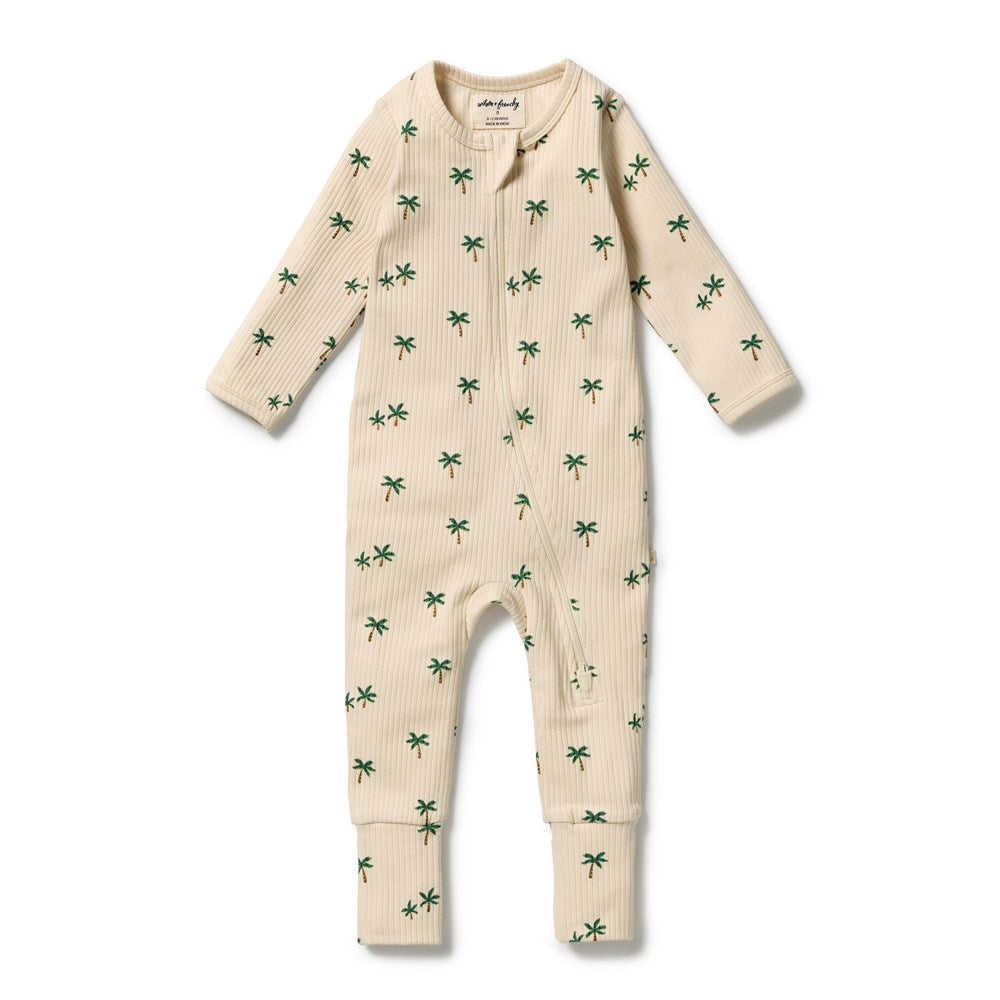 Tiny Palm Organic Zipsuit with Feet