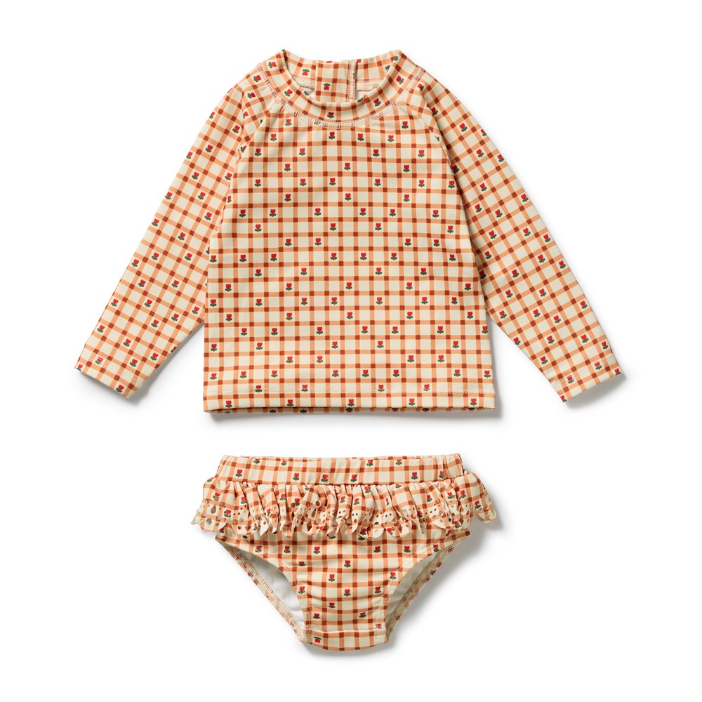 Checkerberry Cutwork Rashie Swimset