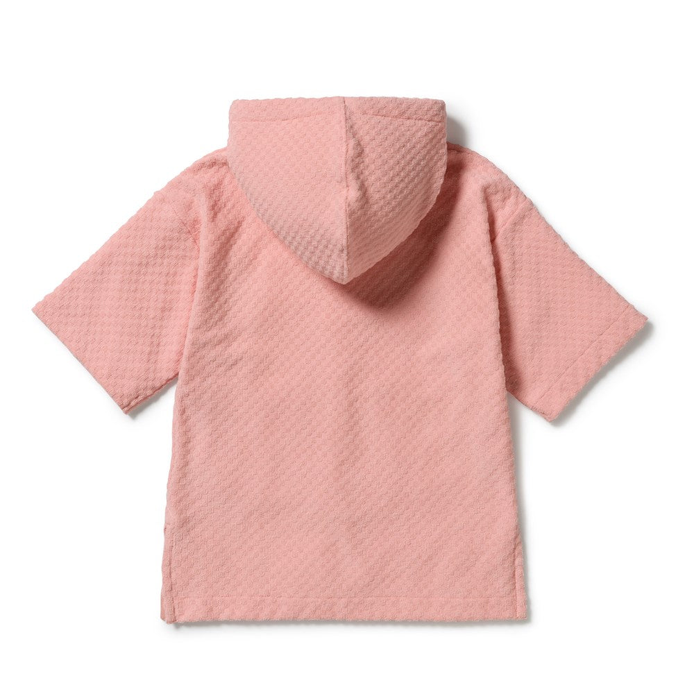 Petal Pink Check Organic Terry Hooded Towel