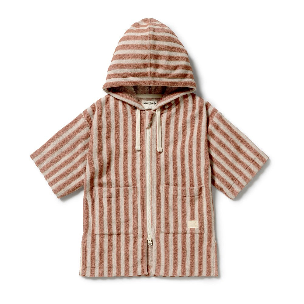 Cherry Cola Stripe Organic Terry Hooded Towel
