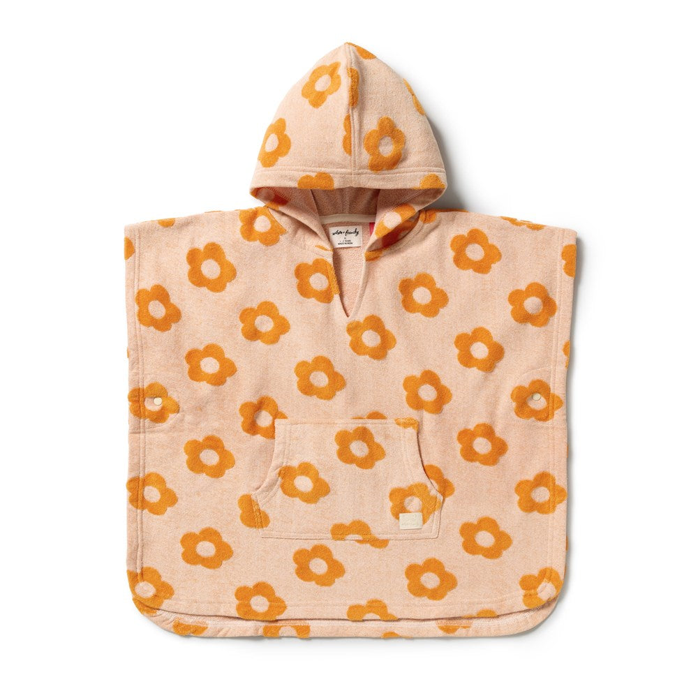 Daisy Glow Organic Terry Hooded Poncho