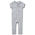Organic Stripe Rib Zipsuit