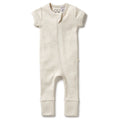 Organic Stripe Rib Zipsuit