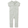 Organic Stripe Rib Zipsuit
