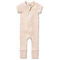 Organic Stripe Rib Zipsuit