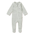 Organic Stripe Rib Zipsuit with Feet