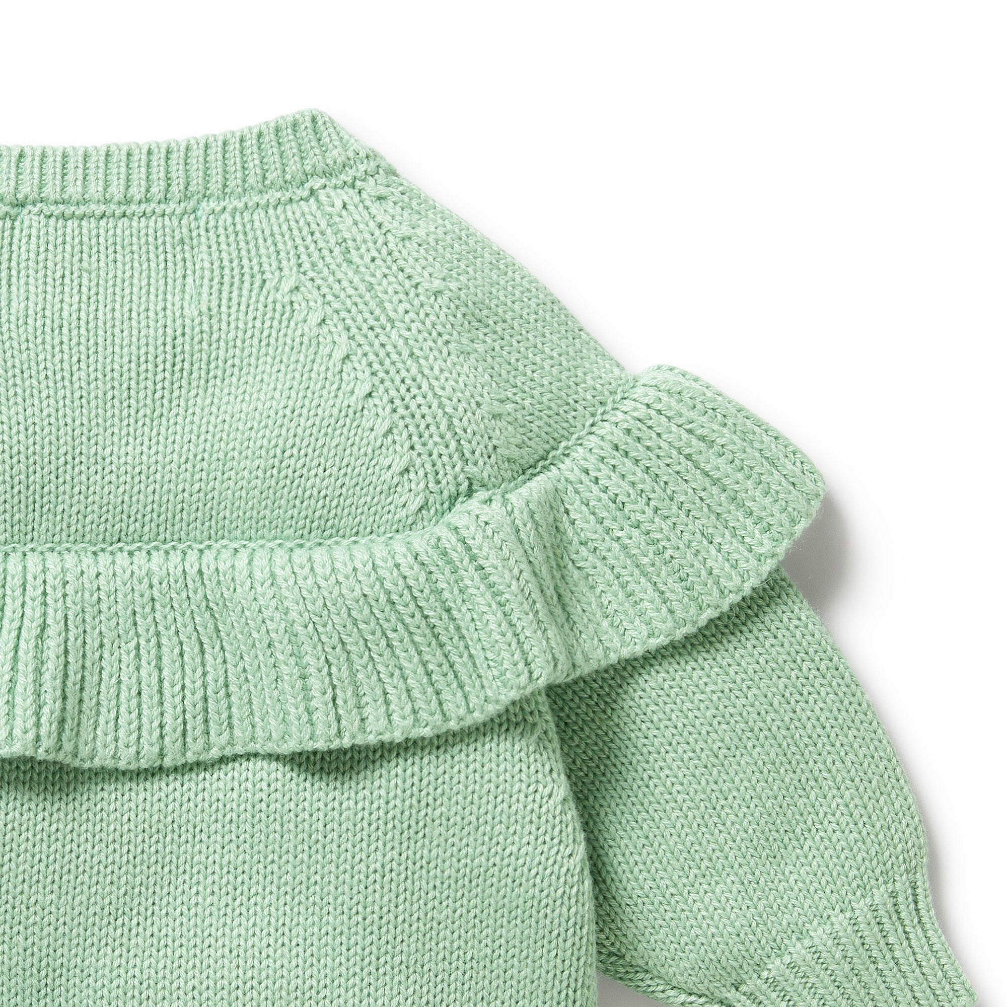 Mint Green Knitted Ruffle Jumper