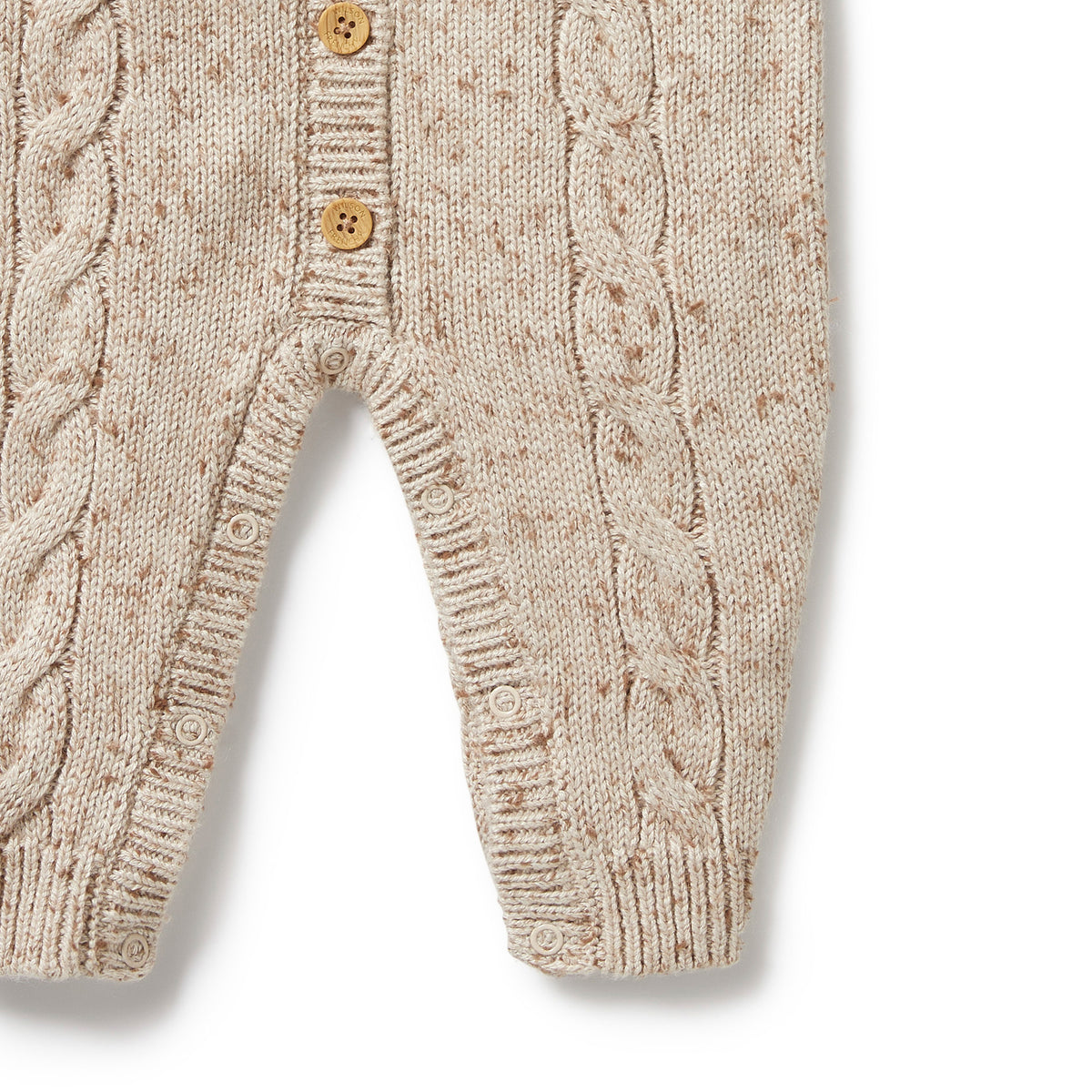 Almond Fleck Knitted Cable Growsuit