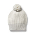 Grey Melange and Oatmeal Organic Knitted Ribbed Hat