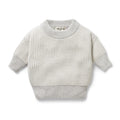 Grey Melange and Oatmeal Organic Knitted Ribbed Jumper