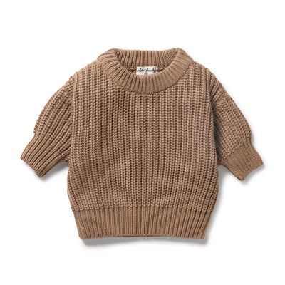 Coco Blue Speckle Organic Knitted Ribbed Jumper
