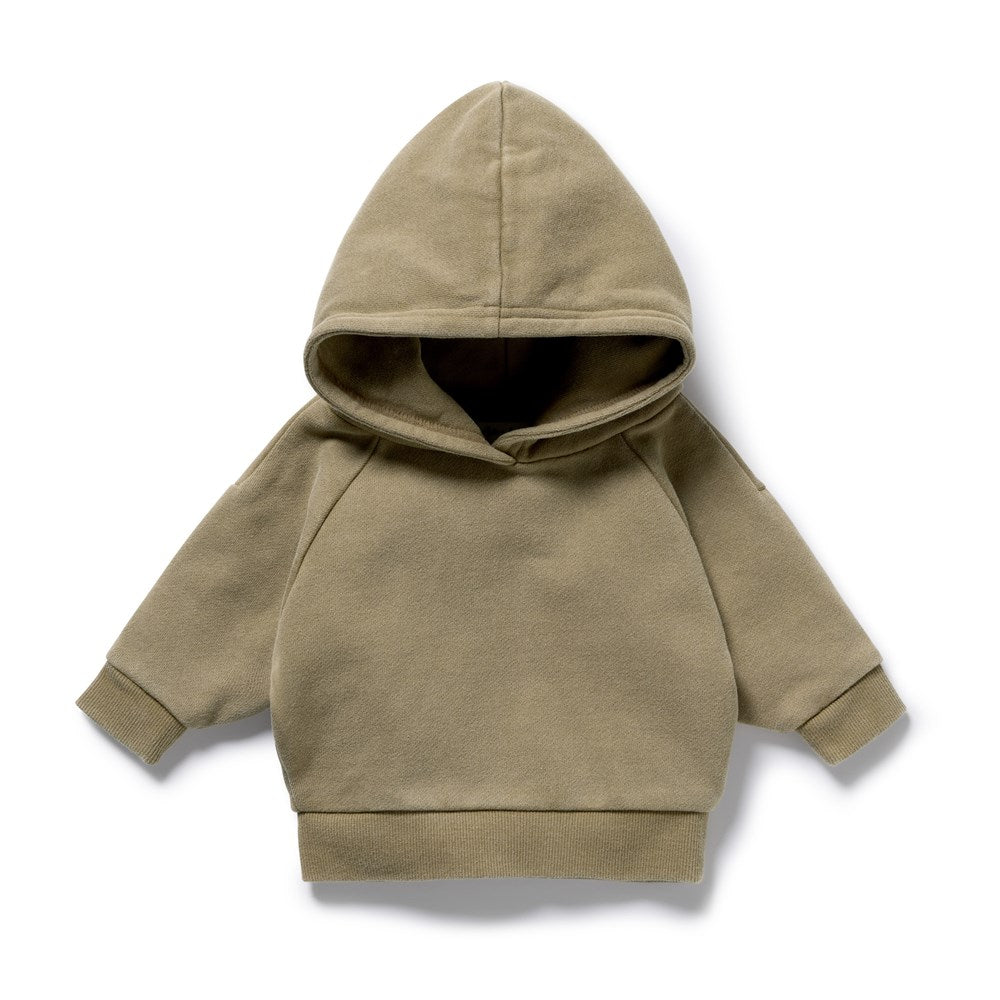 Olive Organic Terry Hooded Sweat
