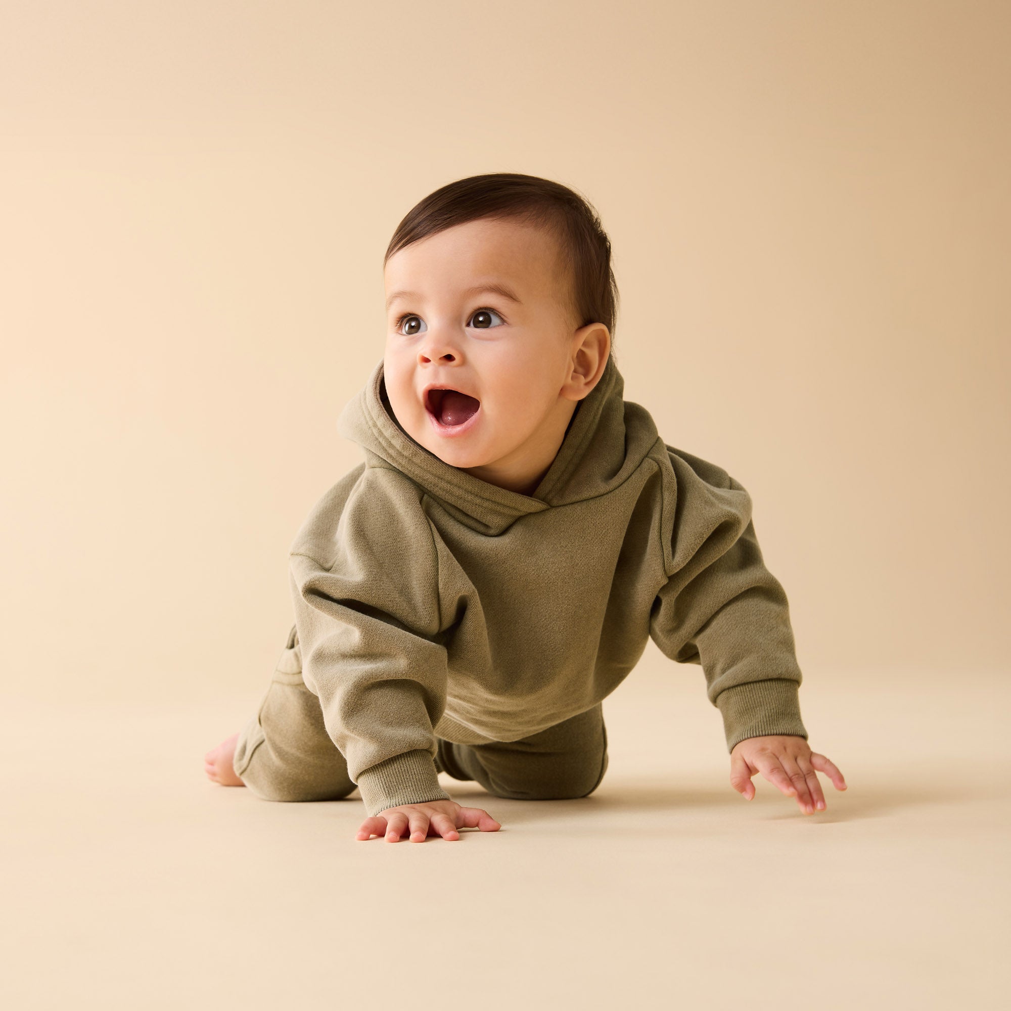 Olive Organic Terry Hooded Sweat