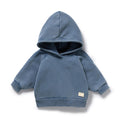 Twilight Blue Organic Terry Hooded Garment Dyed Sweat