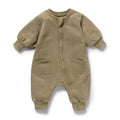 Olive Organic Terry Garment Dyed Growsuit