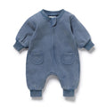 Twilight Blue Organic Terry Garment Dyed Growsuit