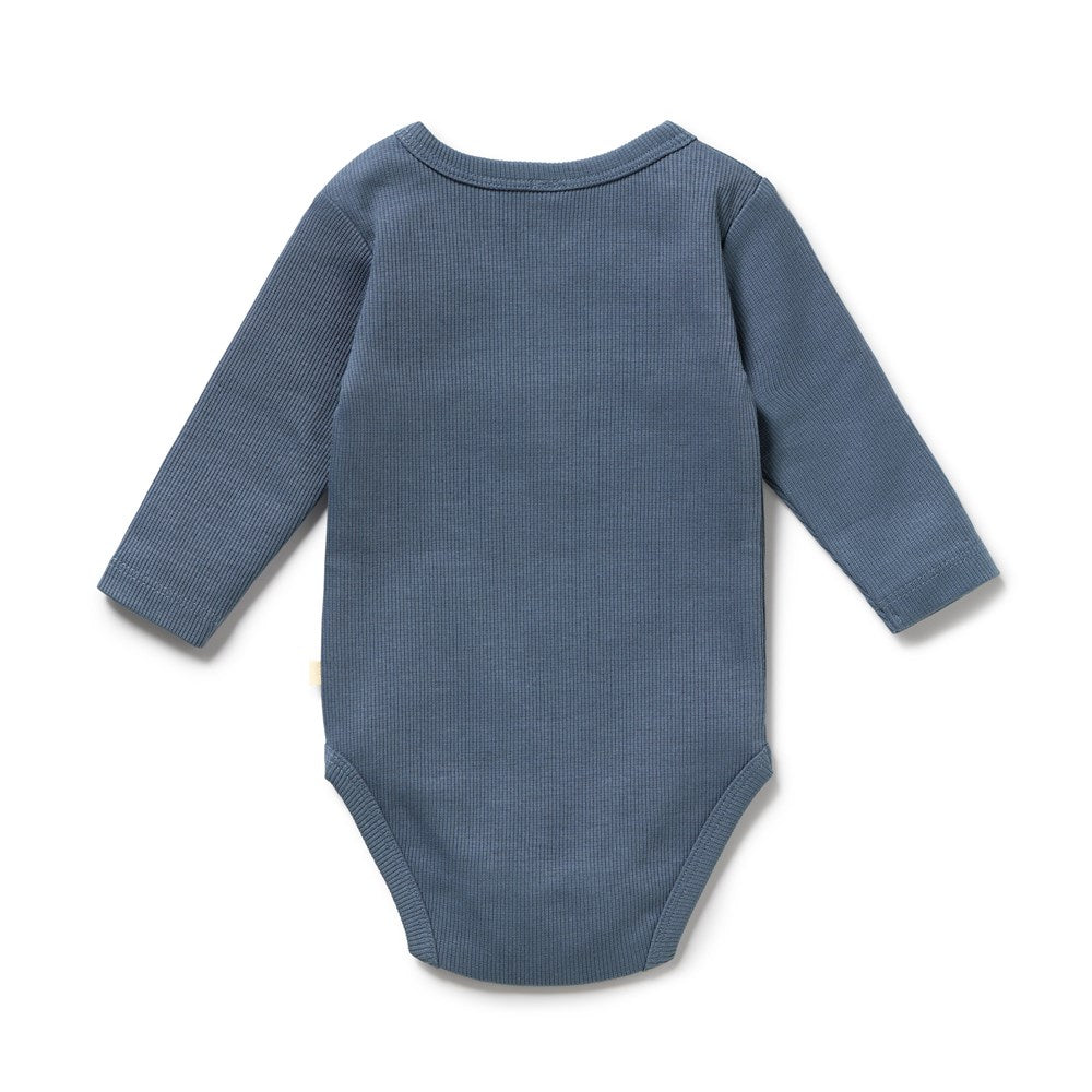 Twilight Blue Organic Rib long-sleeved Bodysuit