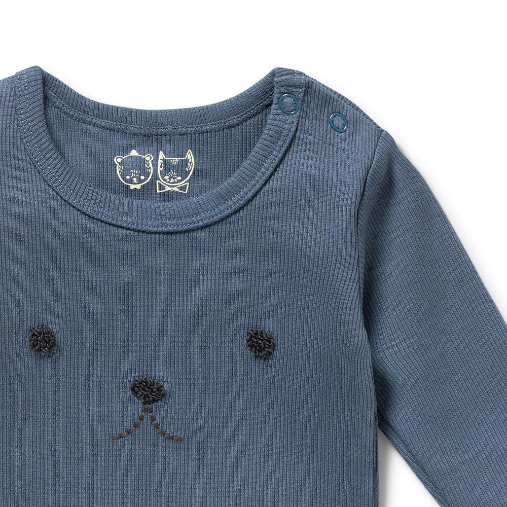 Twilight Blue Organic Rib long-sleeved Bodysuit