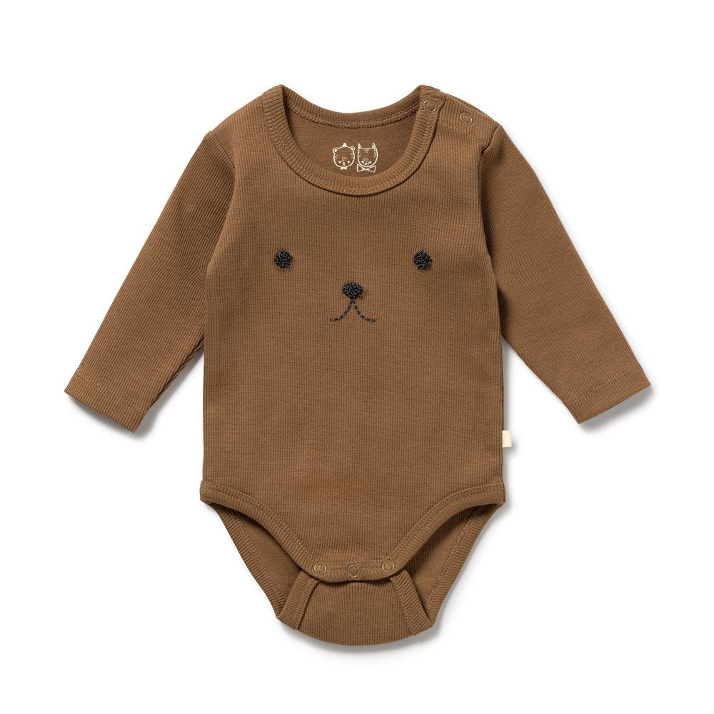 Nutmeg Organic Rib Long Sleeved Bodysuit