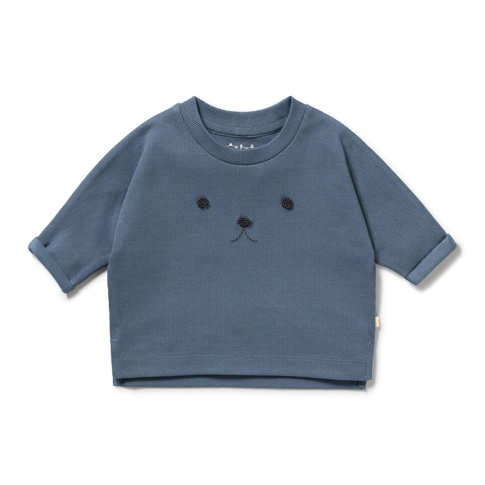 Twilight Blue Organic Rib long-sleeved Top