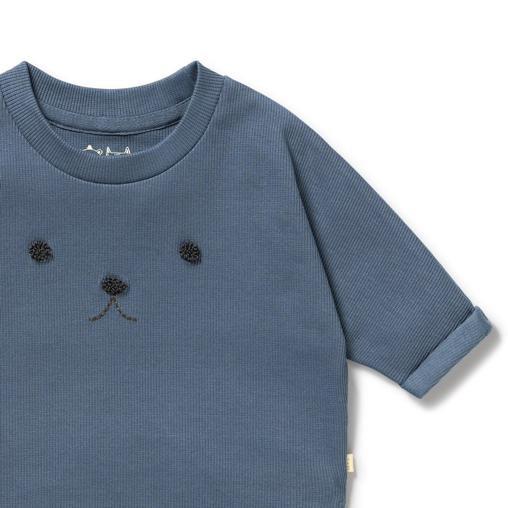 Twilight Blue Organic Rib long-sleeved Top