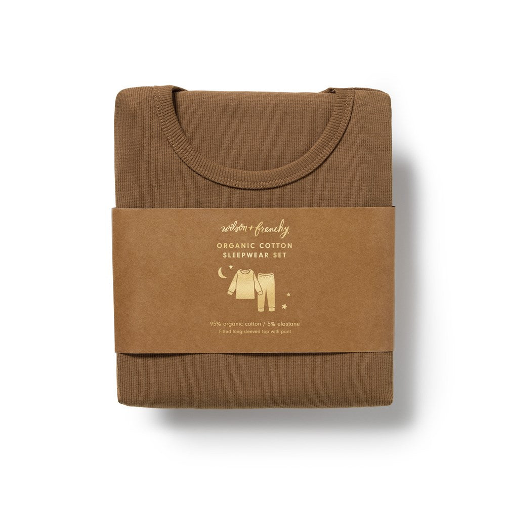 Nutmeg Organic Rib Long Sleeved Pyjamas