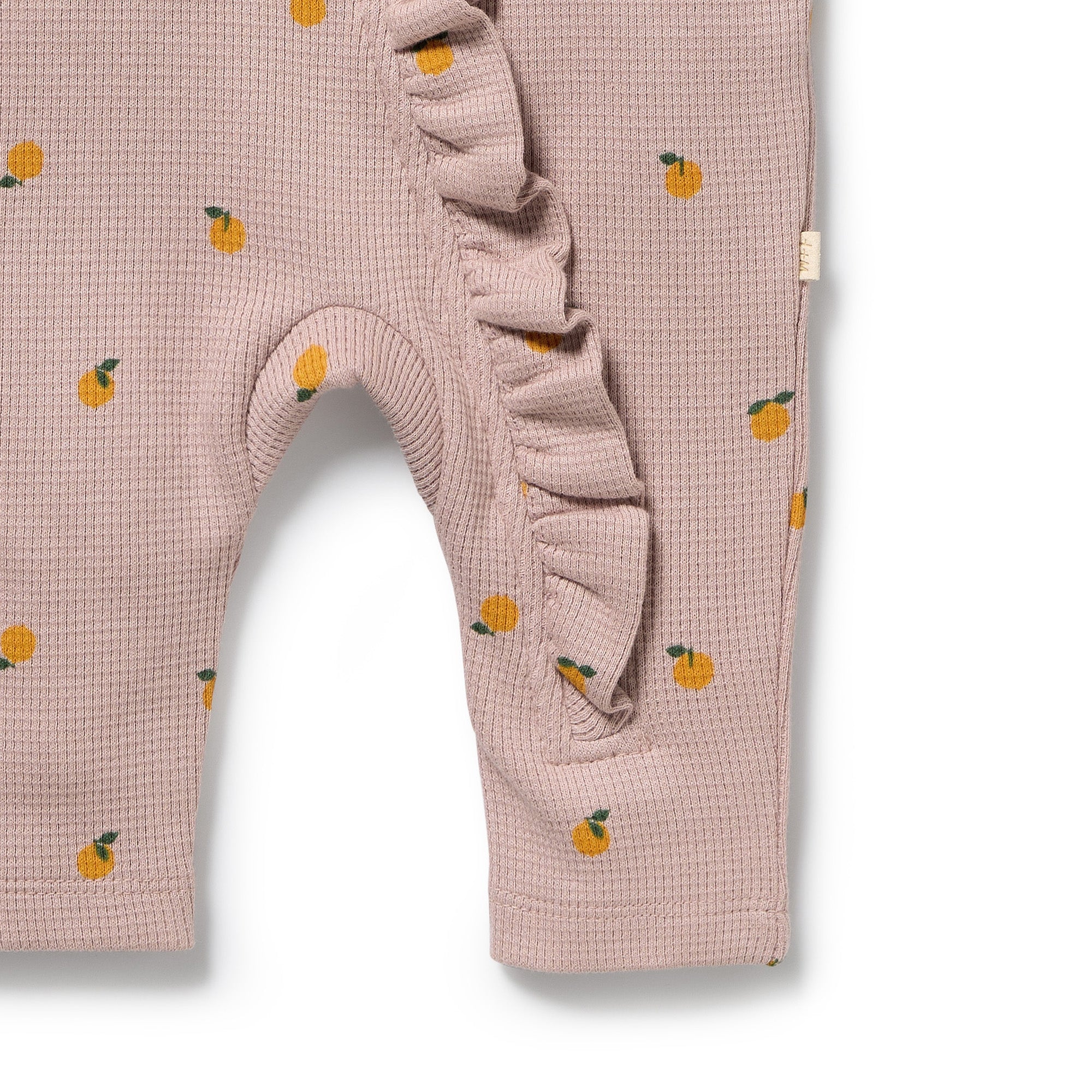 Mini Mando Organic Waffle Ruffle Zipsuit