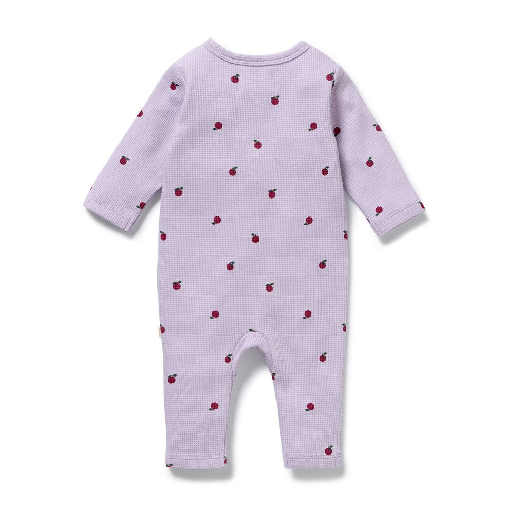 Berry Plums Organic Waffle Ruffle Zipsuit